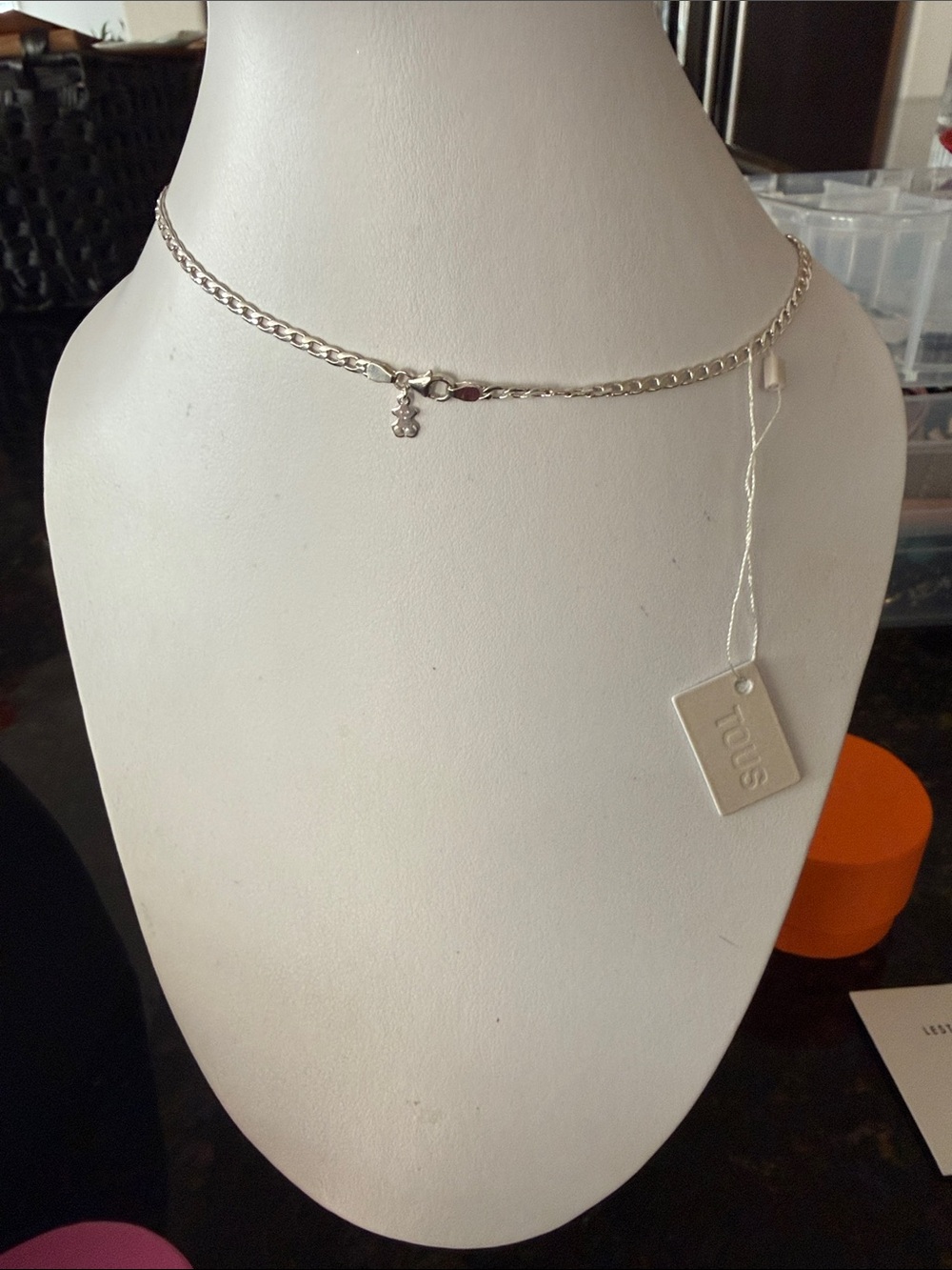 TOUS Silver Mini Bear Charm Chain Necklace - Silver